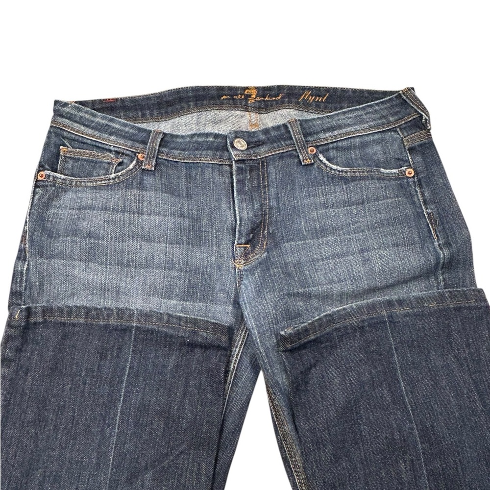 7 For All Mankind Women's Dark Blue Boot Cut Jeans - Picture 6 of 9